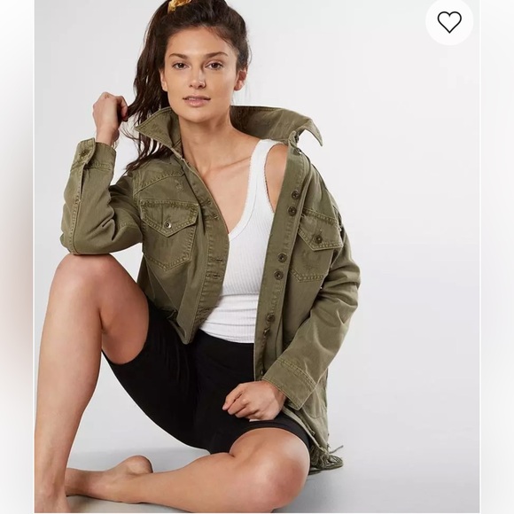 Free People Moonchild Denim Shirt Jacket in Olive Excellent Condition. - Picture 3 of 9